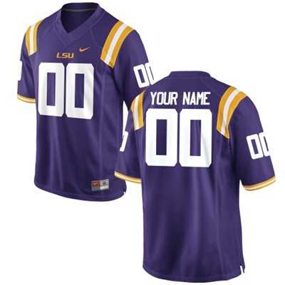 Men's LSU Tigers Customized Replica Football Jersey - 2015 Purple-0